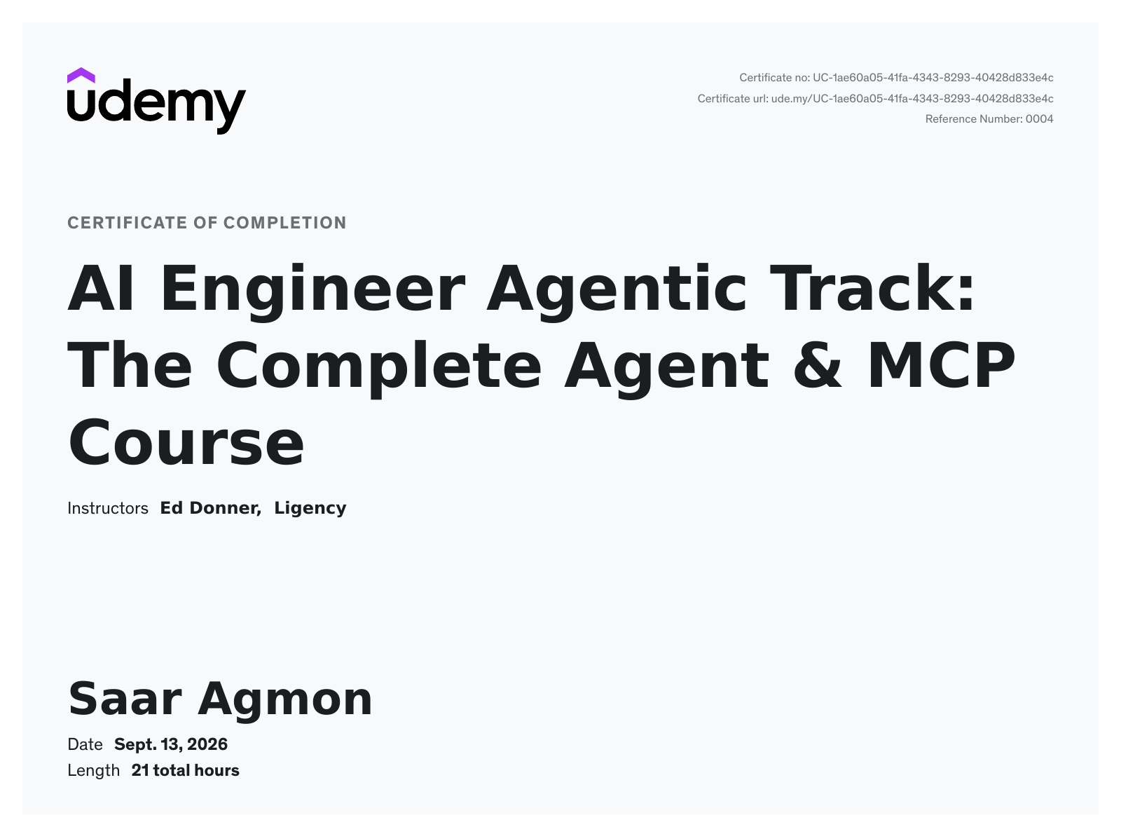 AI Engineer Agentic Track - Udemy